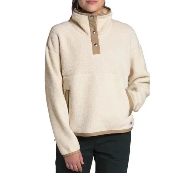 The North Face Cragmont 1/4-Snap Fleece Pullover in cream Engraved Vail 2022 L - Picture 1 of 10